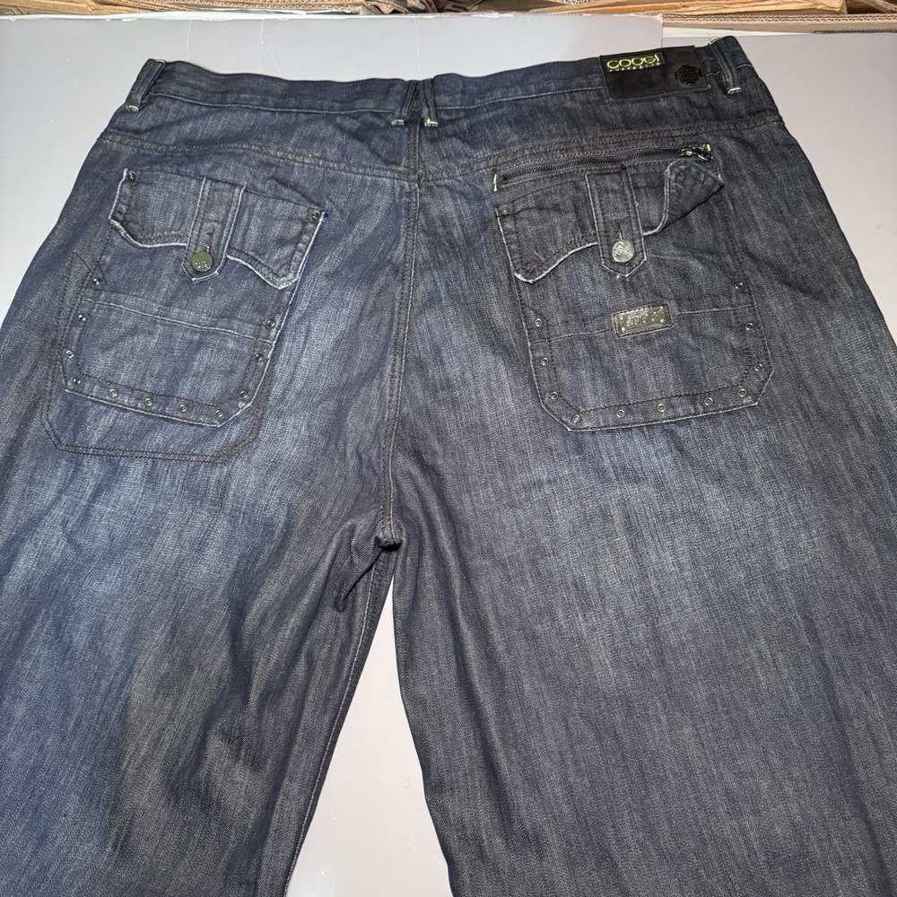Coogi Jeans Denim Shorts Jorts 49 18 Flap Pockets Baggy Vintage Y2k Dark Wash